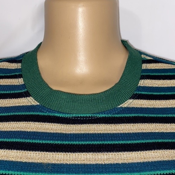 PacSun Basic top striped cropped green black and gold Shimmer size Small - Picture 13 of 16